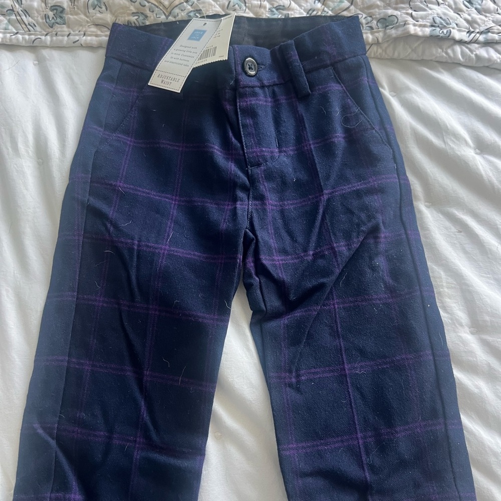 Janie and Jack Navy and Purple Plaid Pants